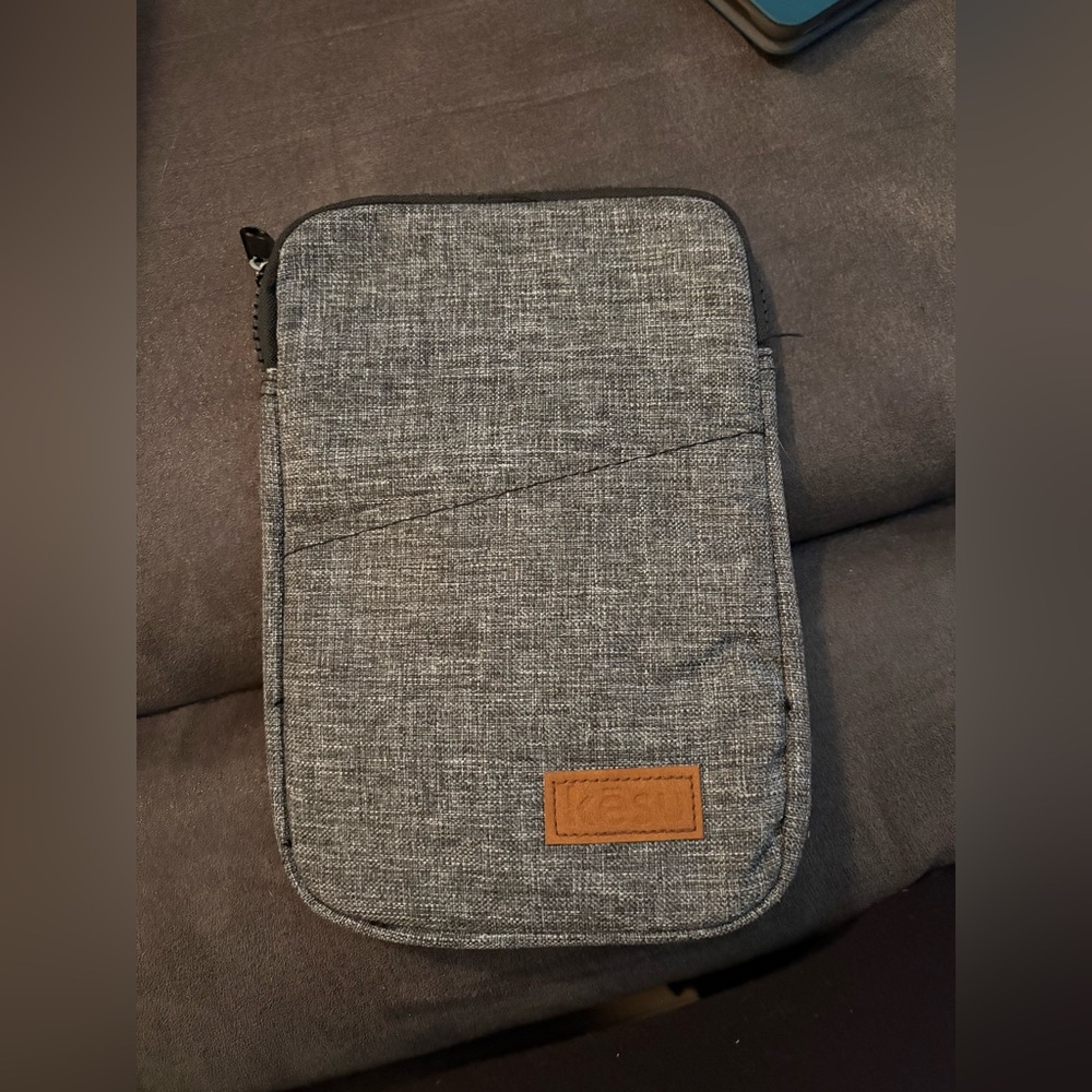 Gray Tablet Sleeve with Leather Accent